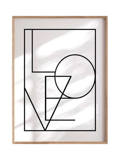 POSTERILLA.PL Plakat Love Typo rozmiar 50x70cm w ramie drewnianej Oak POSTERILLA.PL