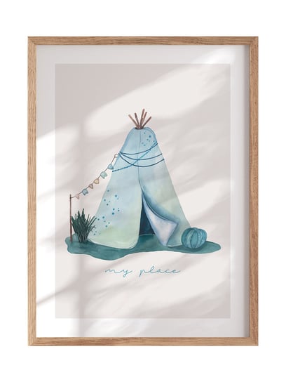 POSTERILLA.PL Plakat Tipi my place rozmiar 30x40cm w ramie drewnianej Oak POSTERILLA.PL