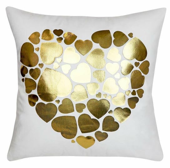 Poszewka dekoracyjna 40x40 Gold love hearts biała złota serca serce welurowa Domarex Domarex