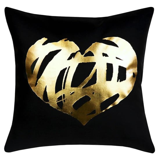 Poszewka dekoracyjna 40x40 Gold love serce czarna złota welurowa Domarex Domarex
