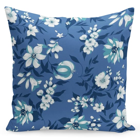 Poszewka dekoracyjna, 40x40, niebieska w kwiaty, JMD-240 Mariall Design