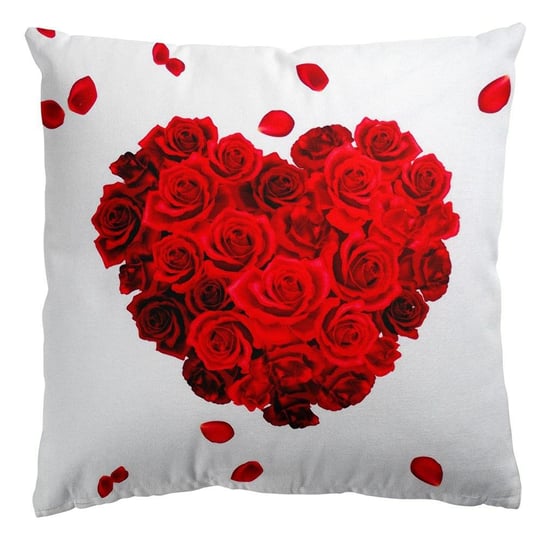Poszewka dekoracyjna 43x43 Jess Rose heart Serce róże biała czerwona Domarex Domarex