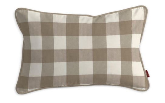 Poszewka Gabi na poduszkę prostokątna krata Quadro, beżowo-biała, 60x40 cm Dekoria