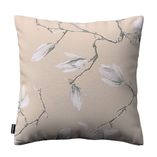 Poszewka Kinga na poduszkę, magnolie na beżowym tle, 50 × 50 cm, Flowers Dekoria