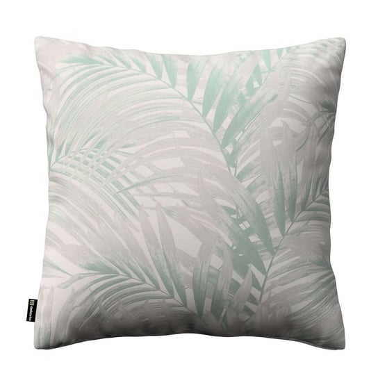 Poszewka Kinga na poduszkę, miętowo- szare liście palmy na białym tle , 50 × 50 cm, Gardenia Dekoria