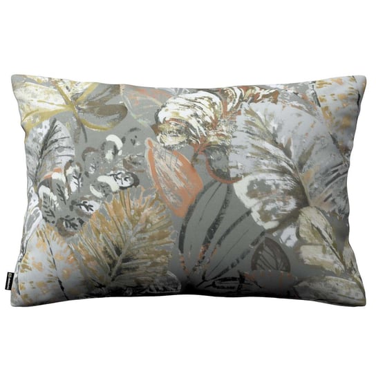 Poszewka Kinga na poduszkę prostokątną, brązowe, beżowe, morelowe kwiaty na szarym tle, 60 × 40 cm, Abigail Dekoria