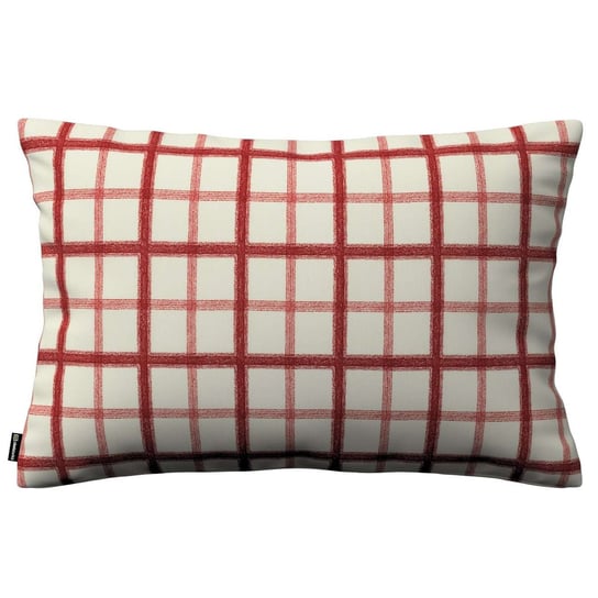 Poszewka Kinga na poduszkę prostokątną, ecru tło, czerwona kratka, 60 × 40 cm, Avinon Dekoria