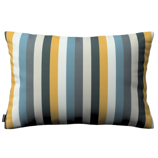 Poszewka Kinga na poduszkę prostokątną, kolorowe pasy w niebiesko-żółto-szarej kolorystyce, 60 x 40 cm, Vintage 70's Inna marka