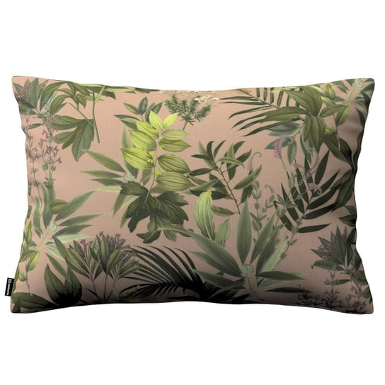 Poszewka Kinga na poduszkę prostokątną, zielona roślinność na brudnoróżowym tle, 60 × 40 cm, Tropical Island Dekoria