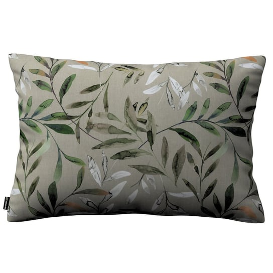 Poszewka Kinga na poduszkę prostokątną, zielone gałązki na szarym tle, 47 x 28 cm, Eden Inna marka
