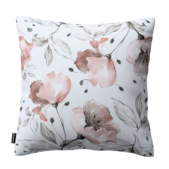 Poszewka Kinga na poduszkę, różowe kwiaty na kremowym tle, 50 × 50 cm, Velvet Dekoria