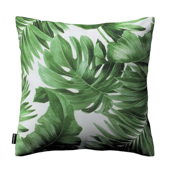 Poszewka Kinga na poduszkę, zielone liście na białym tle, 50 × 50 cm, Tropical Island Dekoria