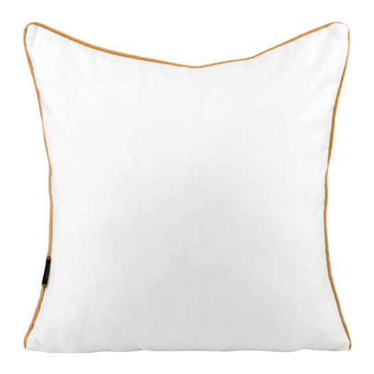 Poszewka na poduszkę biała zdobiona złotą lamówką w rozmiarze 45x45 z makosatyny bawełnianej Eurofirany