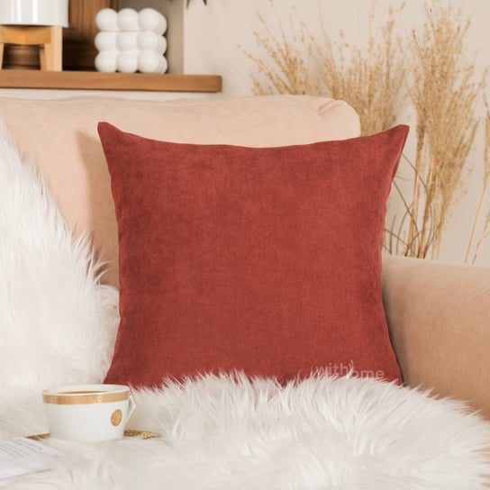 Poszewka na poduszkę z tkaniny welurowej do salonu, sypialni, kolor ceglasty, rudy, rozmiar 45x45 cm, Milas Markizeta