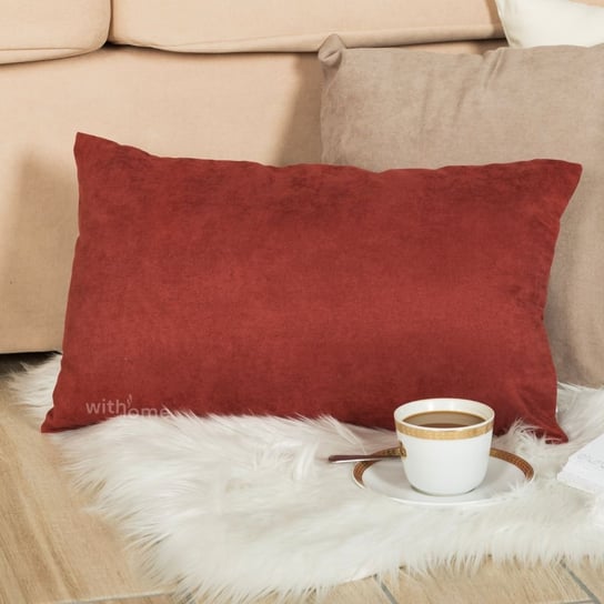 Poszewka na poduszkę z tkaniny welurowej Milas, do salonu, sypialni, kolor ceglasty, rudy, rozmiar 50x30 cm, Milas Markizeta
