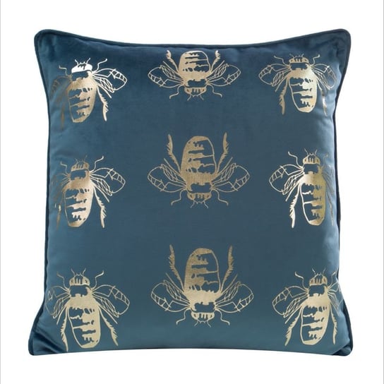 Poszewka niebieska modny nadruk pszczoły BLINK Eurofirany