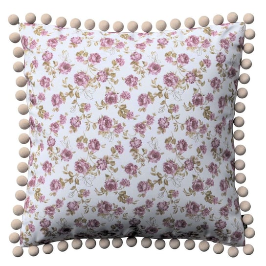 Poszewka Wera na poduszkę, biało - różowy, 45 × 45 cm, Flowers Dekoria