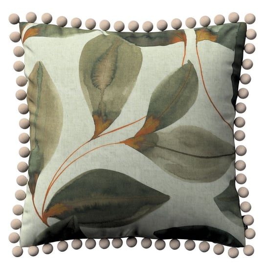 Poszewka Wera na poduszkę, brązowo-pomarańczowe liście na szarym lnianym tle, 45x45 cm, Abigail Dekoria