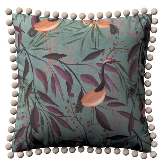 Poszewka Wera na poduszkę, kolorowe czaple na szaro-zielonym tle, 45x45 cm, Abigail Dekoria