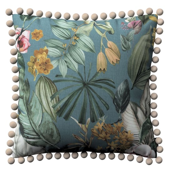 Poszewka Wera na poduszkę, kwiaty na zielono-niebieskim tle, 45x45 cm, Abigail Dekoria