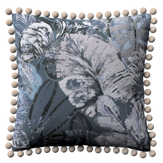 Poszewka Wera na poduszkę, niebiesko-szare liście na szaro-niebieskim tle, 45x45 cm, Abigail Dekoria
