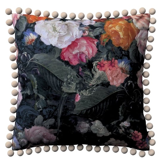 Poszewka Wera na poduszkę, wielobarwne kwiaty na ciemnym tle, 45x45 cm, Gardenia Dekoria