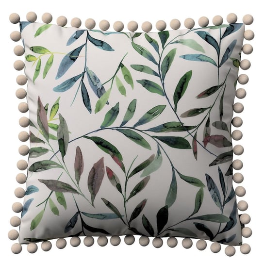 Poszewka Wera na poduszkę, zielone gałązki na białym tle, 45 x 45 cm, Eden Dekoria