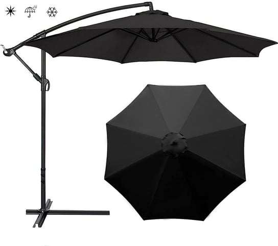 Poszycie wymienne materiał parasola ogrodowego 8 ramion 300cm - czarne Inna marka