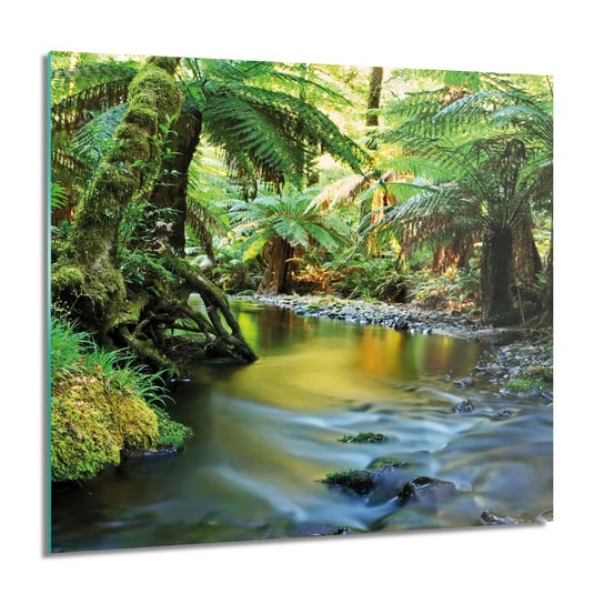 Potok las rośliny obraz szklany na ścianę, 60x60 cm ArtPrintCave