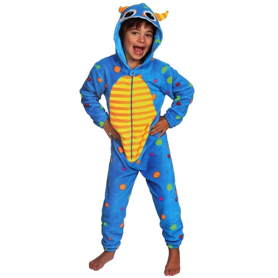 Potworek Polarowa piżama jednoczęściowa w kropki, dziecięce onesie z kapturem 7-8 lat 122/128 cm sarcia.eu