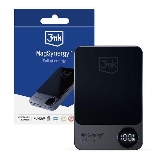 Powerbank 10000 mAh z ładowaniem bezprzewodowym MagSafe QI złącza USB-C + Lightning - 3mk MagSynergy 3MK