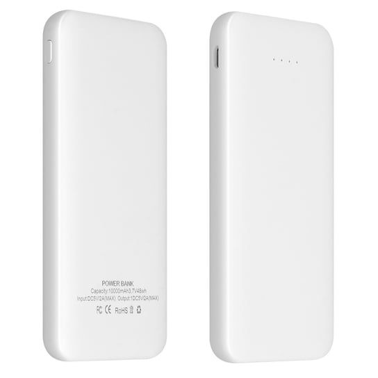 Powerbank 10000mAh z wyjsciem USB-C, smukla konstrukcja - biały Avizar