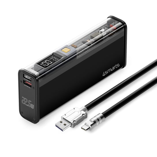 Powerbank 18000mAh USB i USB-C 4Smarts Lucid Block Czarny Przezroczysty 4smarts