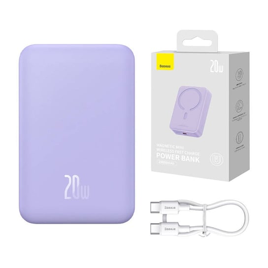 Powerbank magnetyczny Baseus Magnetic Mini 20000mAh, USB-C 20W MagSafe (fioletowy) Baseus