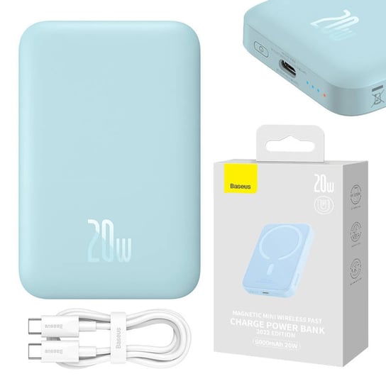 Powerbank magnetyczny Baseus Magnetic Mini 6000mAh, USB-C 20W MagSafe (niebieski) Inna marka