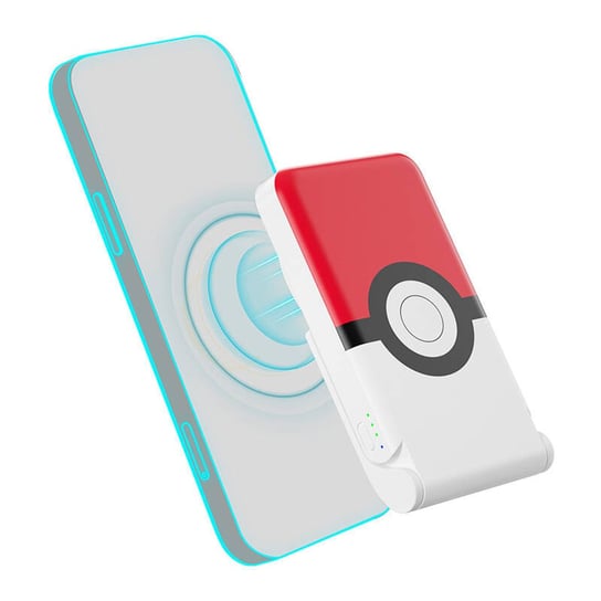 Powerbank magnetyczny OTL 5000 mAh, USB-C 15W, Pokemon Pokeball ze stojakiem (biało-czerwony) Inna marka