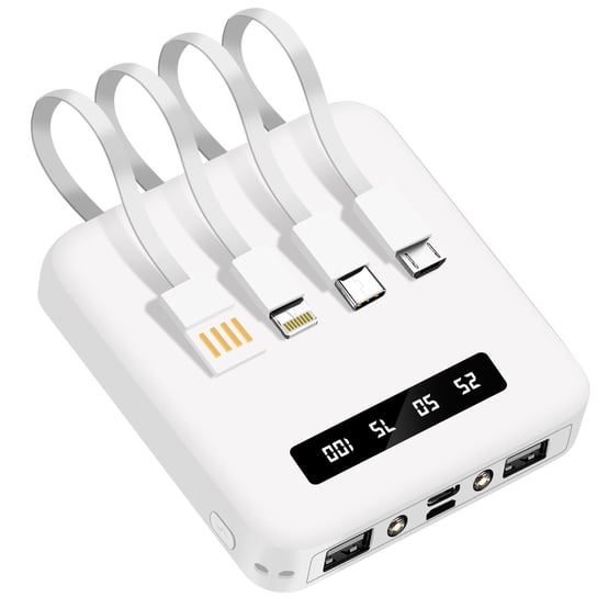 Powerbank Uniwersalny kabel USB-C, Micro-USB, Lightning Akashi Biały Akashi