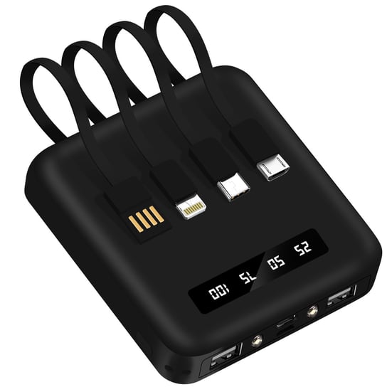 Powerbank Uniwersalny kabel USB-C, Micro-USB, Lightning Akashi Czarny Akashi