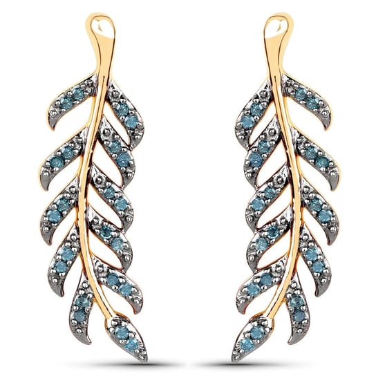 Pozłacane srebrne kolczyki z naturalnymi niebieskimi diamentami 0,24 ct Biżuteria Prana