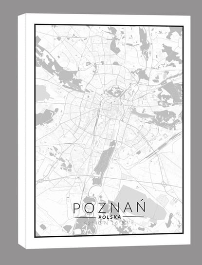 Poznań mapa czarno biała - obraz na płótnie 60x90 cm Inna marka