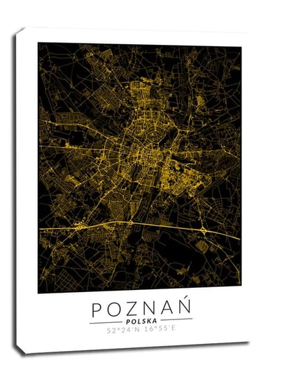 Poznań mapa złota - obraz na płótnie 50x70 cm Galeria Plakatu