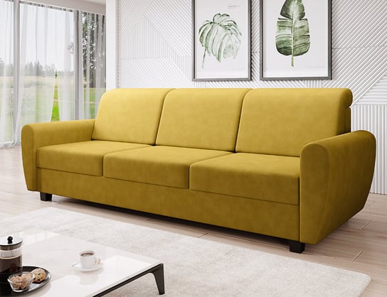 Praktyczna sofa Milo z funkcją spania w kolorze musztardowym. Moderno Meble