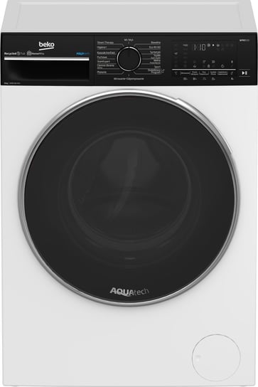 Pralka BEKO B5WFU58408WBDC 8kg 1400obr. AquaTech Fast+ bPRO 500 Klasa A 72dB Silnik inwerterowy ProSmart Wyświetlacz elektroniczny Oświetlenie bębna AquaWave Bluetooth Steam Cure OptiSense Beko
