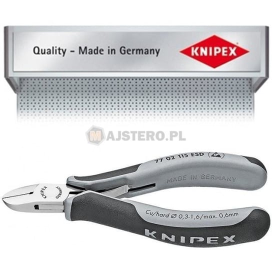 Precyzyjne szczypce tnące boczne dla elektroników KNIPEX 77 02 115 ESD Knipex