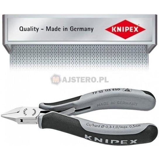 Precyzyjne szczypce tnące boczne ESD dla elektroników KNIPEX 77 52 115 Knipex
