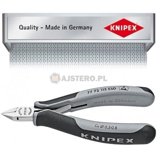 Precyzyjne szczypce tnące boczne ESD dla elektroników KNIPEX 77 72 115 Knipex