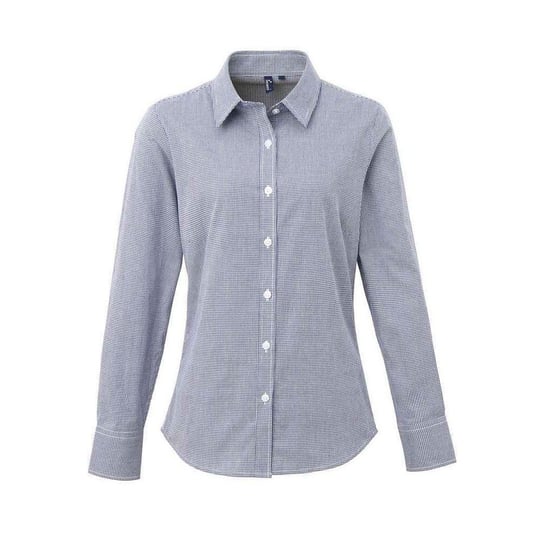 Premier Damska Bawełniana Koszula Z Długim Rękawem W Kratkę Micro Gingham (XL 8,5-9 / Ciemnogranatowy) Premier