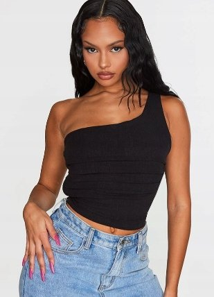PRETTYLITTLETHING CZARNY TOP DAMSKI BASIC 38 EGZ Prettylittlething