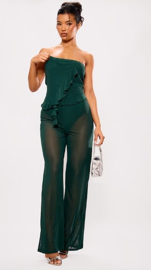 Prettylittlething Kombinezon Zielony Basic L Egw Prettylittlething