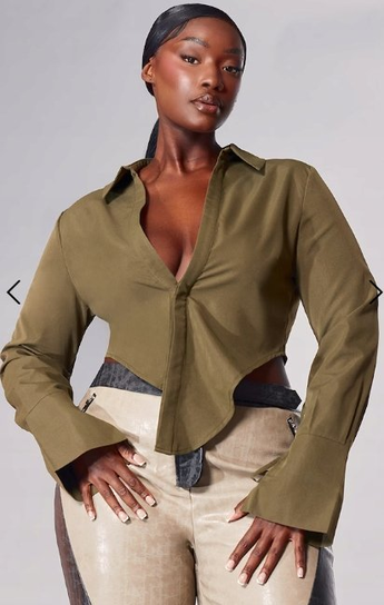 PRETTYLITTLETHING PLUS SIZE KOSZULA KHAKI 46 EJB Prettylittlething